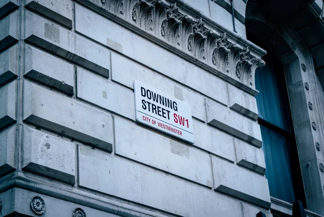 Downing Street sign in London where the BritCard digital ID scheme was scrapped
